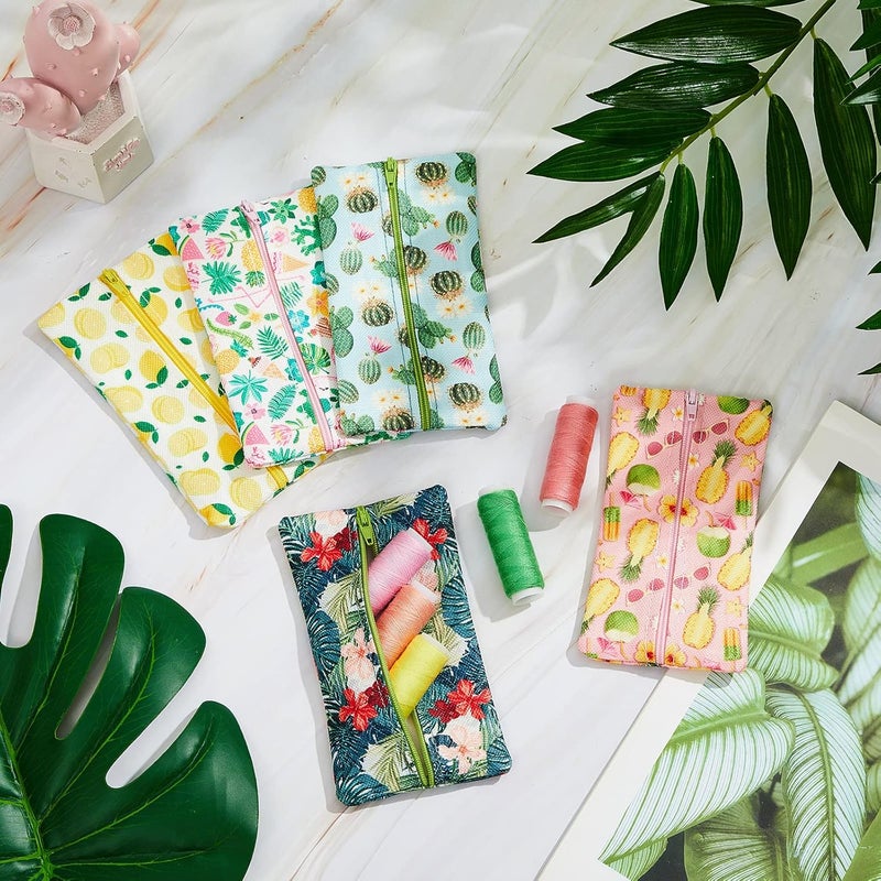 Sherr 5 Pieces Tissues Purse Pocket Tissue Holder Reusable Travel Tissue Pouch Fabric Zipper Enclosed Small Size Flower Pattern Tissue Holder for Purse Coins for Summer, 5.25 x 3 Inch - Image 4